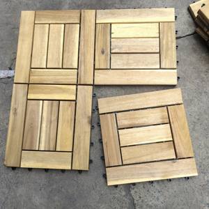 Dalles de terrasse en acacia 300*300mm, dalles de sol emboîtables pour l'intérieur et l'extérieur, décoration de jardin, terrasse et cour arrière - Product Image 2