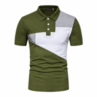 Kaos Pria Bernapas 100% Katun dengan Panel Kontras Berwarna untuk Kemeja Lengan Pendek Kasual Golf OEM ODM
