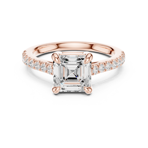 Women's Halo Solitaire Asscher Cut Lab Grown Diamond Engagement <b>Ring</b> <b>Crafted</b> From GRA Certified 14k Rose Gold Party Jewelry - Product Image 1