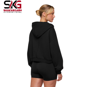 Men's <b>Black</b> <b>Zip</b> <b>Up</b> <b>Hoodie</b> Loose Fit Knitted Pullover Hooded Sweatshirt with Pocket for Spring Autumn Casual Wear - Product Image 2