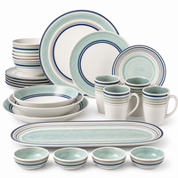 Collection d'assiettes, bols et tasses pour pique-nique en plein air, vaisselle légère et réutilisable pour patio, camping, caravane, restauration, ensemble de vaisselle en mélamine