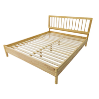 Base de Cama Moderna de Madera Maciza Furaka OEM, Cómoda y Duradera, Tamaño Individual, Ensamblable, Cabecera con Diseño de Espiga en Color Natural