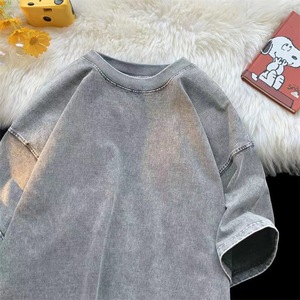 Camiseta de Manga Corta para Hombre, Cuello Redondo, 100% Algodón, Tejido de Punto, Corte Regular, Color Sólido, Estilo Casual, Lavado Mineral - Product Image 5