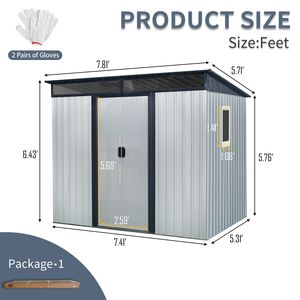Abri de jardin en métal blanc et noir de 8 pi x 6 pi avec fenêtre et plaque transparente pour jardin ou pelouse - Product Image 6