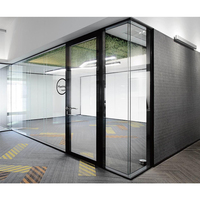 Customizable Office Partition Privacy Glass Louver Aluminum Frame Interior Design Available Various Sizes for Office Wall