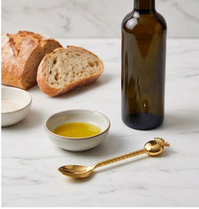 Cuillère à thé avec manche décoré de fruits dorés, élégante et stylée, ustensile parfait pour le thé, le café, la salle à manger et la cuisine. - Product Image 2