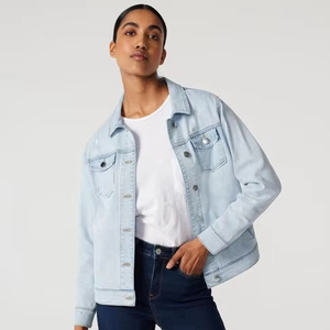 Light Blue Women Denim <b>Jacket</b> Lightweight Breathable Jean Coat for Summer - Product Image 1