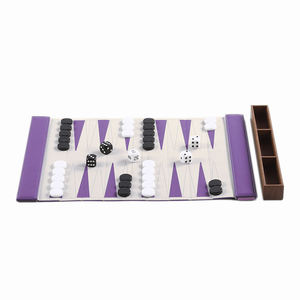 Leather Square <b>Backgammon</b> Game Board with Dice Portable Travel <b>Set</b> Minimalist Design Orange and Brown Color Durable Adults - Product Image 6