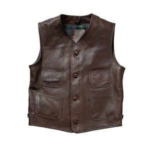 Chaleco de Motocicleta de Cuero Genuino para Hombre, con Correa Lateral Ajustable, Cierre de Cremallera, Ropa Exterior Cortavientos para Conducir en Invierno - Product Image 5