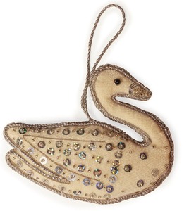 เครื่องประดับห้อยรูปหงส์ขาวหรูหรา ตกแต่งด้วยด้ายซารี – งานปักลูกปัดทำมือ รูปนก สำหรับตกแต่งในงานเทศกาลและบ้าน ขายส่ง - Product Image 1