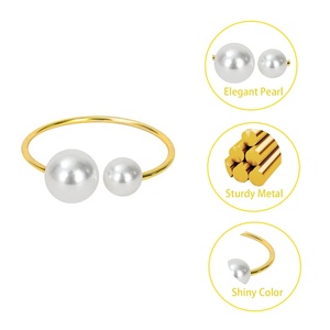 Luxury Beaded Napkin Ring Holder Decorative Metal Napkin Buckle for Hotel <b>Dining</b> Wedding Banquet <b>Table</b> Setting Bulk - Product Image 3