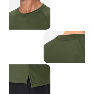 T-shirts de sport pour hommes respirants, à séchage rapide, écologiques, taille personnalisée, col rond, coupe classique, t-shirts de sport décontractés, couleur unie, polyester - Product Image 2