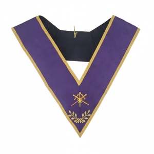 Cuello de seda natural morado para Maestro de Ceremonias - Rito de Memphis-Misraim (ORUMM) Bordado a máquina Regalia Ceremonial de la Logia Azul - Product Image 3