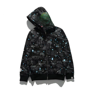 Sudadera con Capucha para Mujer, Estampado Espacial, Manga Larga, Tejido de Poliéster, Estilo Urbano, Casual de Otoño, Diseño con Cierre Frontal - Product Image 1