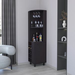 Mobile Bar Angolare in Wengue con Elegante Portabicchieri e Portabottiglie, Arredamento Premium per Bar Domestico - Product Image 1