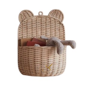 Cesta de pared de mimbre de pereza tejida a mano, estilo bohemio, para colgar, organizador de juguetes para habitación infantil, cesta de flores - Product Image 3