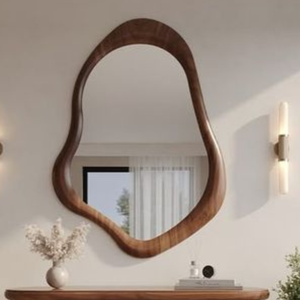 Irregular Wooden Wall Mirror Modern Decorative <b>Framed</b> Mirror for Home Interior - Product Image 4