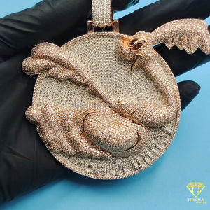 Colgante de Pato de Lujo con Diamantes VVS Cultivados en Laboratorio, Estilo Hip Hop, Diseño de Animal de Dibujos Animados, en Plata de Ley 925 Chapada en Oro - Product Image 5