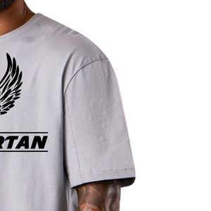 เสื้อยืดโอเวอร์ไซส์ทรงหลวมสำหรับผู้ชาย สีเทาอ่อน แขนสั้น สไตล์ลำลอง สตรีทแวร์ คอกลม ผ้าคอตตอนผสม แฟชั่นฤดูร้อน - Product Image 3