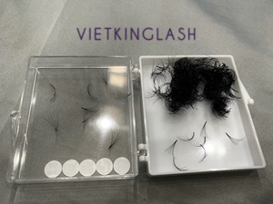 Extensions de cils pré-faites en volume russe 3D, noir foncé, tige courte, fournitures pour extensions de cils, 0,05 0,07 0,10 cils - Product Image 4