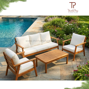 Monaco Sofa 3 seater <b>bench</b> Eco-friendly Outdoor Furniture Garden Acacia Wood Sofa Set Cushions <b>Foldable</b> for Hotels Villas - Product Image 5