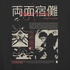 T-shirt à manches courtes surdimensionné à col en V pour homme, style streetwear Sukuna, impression par transfert par sublimation, polyester/coton - Product Image 2