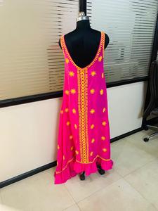 Elegante Vestido Maxi Bohemio de Verano para Mujer, en Oferta, con Dobladillo Asimétrico, Bordado Paisley Aari, Estilo Flare, Sexy, para la Playa - Product Image 5
