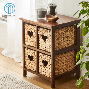 Armoire de rangement en bois de haute qualité, directement de l'usine, avec tiroirs en jacinthe d'eau et paniers tissés naturels, mobilier de maison en gros - Product Image 2