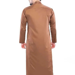Túnica islámica árabe para hombre, color marrón, cuello alto, manga larga, largo hasta el tobillo, Thawb, la más vendida, modesta, informal, de poliéster - Product Image 4