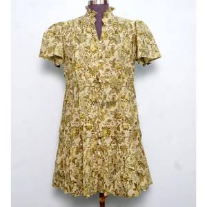 new trending handmade cotton stylish short partywear <b>dress</b> floral printed bride gift personalized woman fashion <b>dress</b> From India - Product Image 2