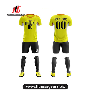 Custom Soccer Jersey Set Blue Short Sleeve Unisex Adult Moisture Wicking Sublimated Print Elastic Waist - Product Image 3