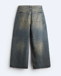 Jeans de mezclilla de hombre de corte holgado y pierna ancha, estilo oversize, lavados, informales, de alta calidad, personalizados por el fabricante, para streetwear. - Product Image 4