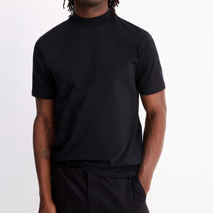 Camiseta de Hombre 100% Algodón Orgánico, Cuello Simulado, Hombros Caídos, Corte Holgado, Manga Corta, Estampado Liso, Tejido de Punto - Product Image 3