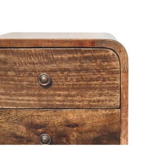 Legno massello Mini curvo grigio lavato comodino mobili artigianali per camera da letto - Product Image 4