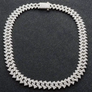 สร้อยคอฮิปฮอปแบบ Cuban Link หรูหราประดับเพชร Moissanite เกรด VVS เงินแท้ 925 รับรองโดย GRA พร้อมสลักโลโก้ตามสั่ง ขายส่ง - Product Image 1