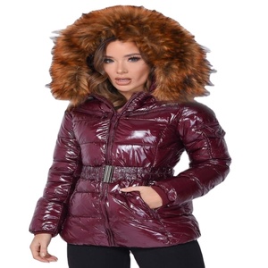 Aislante cortavientos térmico Micro bola fibra mujer abrigo largo invierno piel capucha mullido zorro piel mapache piel Puffer chaqueta - Product Image 1