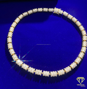 Chaîne à maillons baril en argent 925 plaqué or de qualité supérieure, sertie de pierres, bijoux de luxe hip-hop pour les acheteurs en gros de magasins de mode - Product Image 3