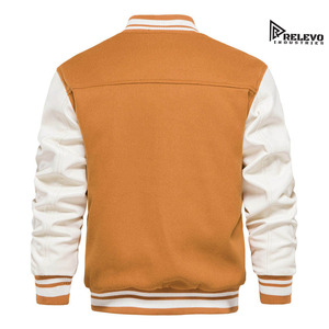 Chaqueta Acolchada Ecológica para Hombre RELEVO INDUSTRY, Color Liso Marrón y Blanco, Cuello Alto, Corte Regular, Material de Cuero, para Invierno - Product Image 2