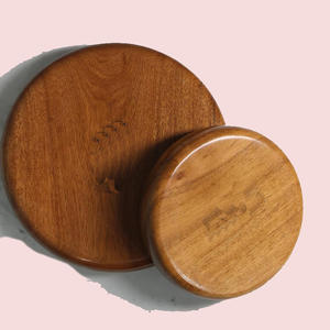 Juego de 2 cuencos de madera de acacia hechos a mano con diseño moderno de granja, cuencos de madera personalizados para servir, aptos para uso en alimentos con mesa de comedor - Product Image 6