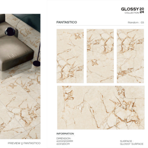 กระเบื้องพอร์ซเลนขัดเงาคุณภาพสูงขนาดใหญ่ 600x1200 มม. สำหรับตกแต่งผนัง พื้น ภายในและภายนอกอาคาร - Product Image 1