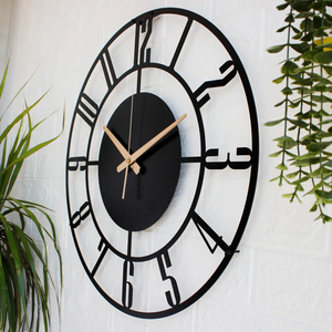 <b>Large</b> Metal Wall <b>Clock</b> with Latin Numerals,Metal Wall Decor,Unique Wall <b>Clock</b>,Modern Wall <b>Clock</b>,Silent <b>Clocks</b> For Wall,Mantel - Product Image 1
