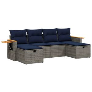 Conjunto de Sofás de Patio de Ratán Sintético Gris para 6 Personas, Muebles de Exterior Duraderos de Diseño Contemporáneo - Product Image 4