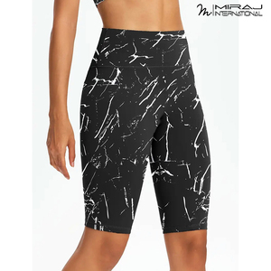 Newest High-Waisted Yoga Shorts Marble Print Compression Workout, Quick-Dry Stretchy <b>Tummy</b> <b>Control</b> Fitness Wear Ladies Shorts - Product Image 2