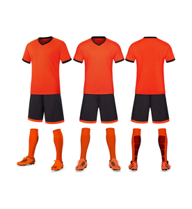 <b>Orange</b> Soccer Jersey Set Adult Men Polyester Breathable OEM Service - Product Image 1