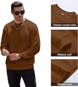 Men's Solid Brown Cotton Anti-Pilling Crew Knitted <b>Pullover</b> <b>Sweater</b> Full Sleeve Regular Fit Autumn Wear - Product Image 4