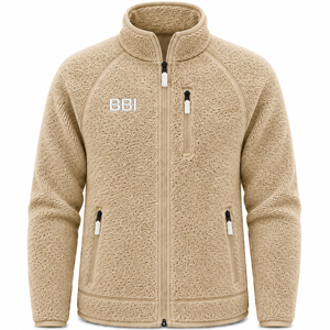 Veste polaire unisexe en coton 100% vert olive, personnalisable en gros, avec fermeture éclair intégrale et col montant, chaude, pour l'extérieur - Product Image 2