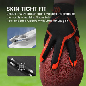 Customized <b>Sport</b> <b>Gloves</b> Sticky Grip Breathable Fabric Lightweight Support Kids American Football <b>Gloves</b> Custom Receiver <b>Gloves</b> - Product Image 5