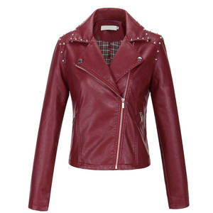 Personalized OEM Winter Women's Quilted Varsity <b>Jacket</b> 100% <b>Sheep</b> Leather Waterproof Windproof Breathable Stand Collar Knitted - Product Image 1