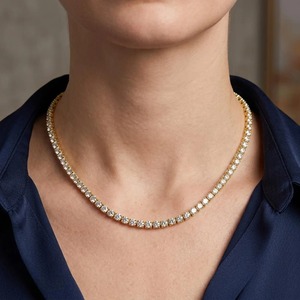 Unisex 925 <b>Silver</b> Rhodium Plated Moissanite <b>Choker</b> Necklace Round Brilliant Cut Channel Setting Luxury Everyday Wear Jewelry - Product Image 5