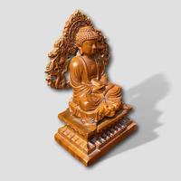 Statue de Bouddha artisanale en bois de rose du Vietnam avec base en lotus, design zen asiatique, écologique, décoration spirituelle pour l'inauguration de la maison